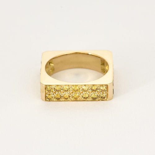 Bague 59 Bague design or jaune et diamants jaunes 58 Facettes
