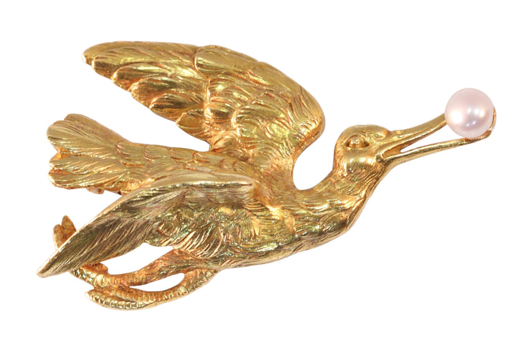 L'élégance en vol : la broche-pendentif cigogne victorienne