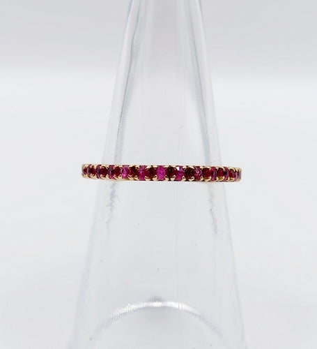 Bague 50.5 Alliance américaine or jaune petits rubis ronds (circa 1950) art deco éternité 58 Facettes A05472