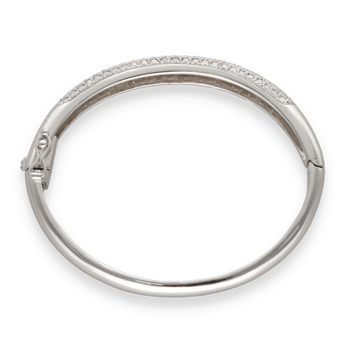 Bracelet Bracelet rigide en or gris 18K - 5,00 cts de diamants G-VS - 30 g - Bijou ouvrant 58 Facettes FB10271