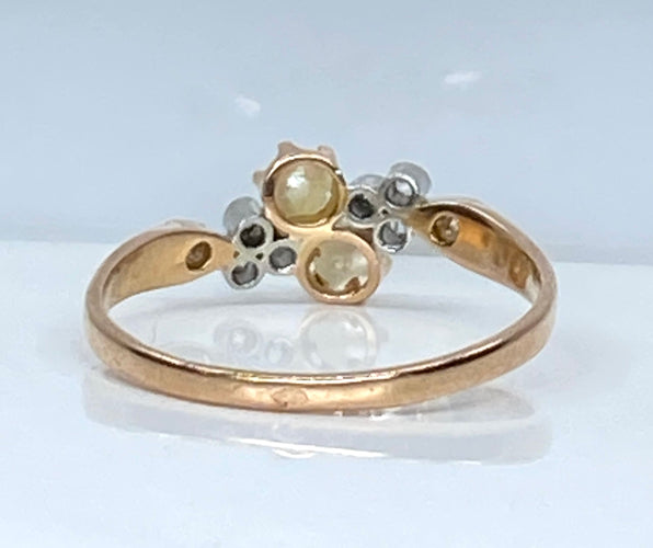 Bague or perles diamants vers 1900