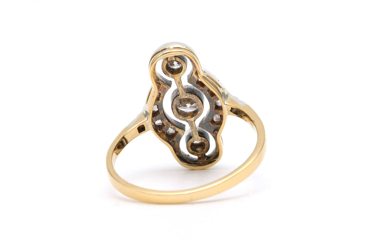 Bague 53 Bague Art Déco or jaune, or blanc, diamants 58 Facettes 21895