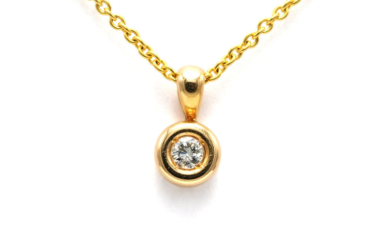 Pendentif Pendentif contemporain en or jaune 18 carats et diamant taille brillant 0,08 ct 58 Facettes B788
