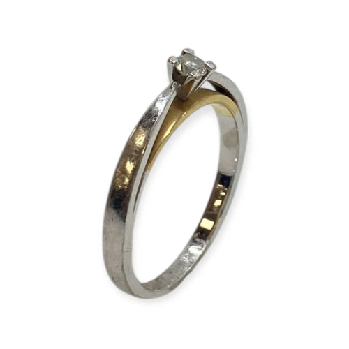 Bague 53 Bague deux ors en or blanc et or jaune 750 avec diamant 58 Facettes 330066577