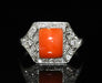 Bague 51 Bague ancienne Art Déco 1930 platine diamants corail 58 Facettes