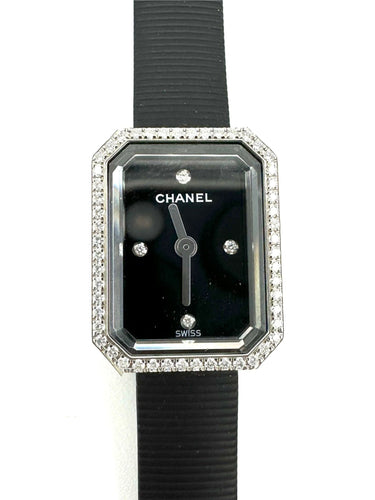 Montre CHANEL. Collection "Première Ruban", montre acier et diamants (full set) 58 Facettes