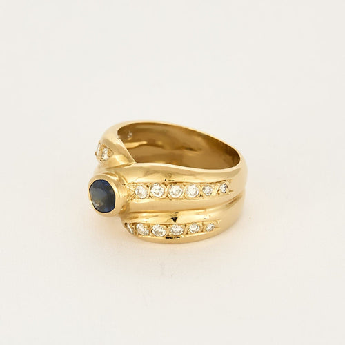 Bague en or jaune , saphir et diamants