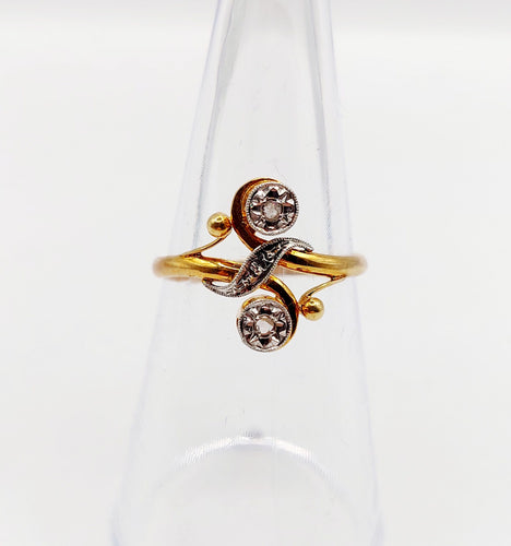 Bague 53 Bague toi et moi antique en or 18k et diamants taille roses 58 Facettes A06393