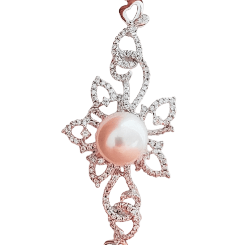 Bracelet Al Majed Jewellery - Bracelet en Or blanc, perles et diamants 58 Facettes PEARL-BR-WG-DPE