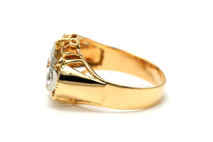 Bague 57 Bague Art Déco or jaune, saphirs blancs 58 Facettes 22802