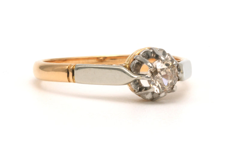 Bague 53 Bague Art Déco en or jaune 18 carats sertie d'un diamant (+/- 0.28 ct) 58 Facettes B225