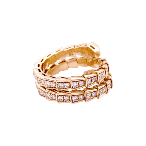 Bague 55 Bague Bulgari, "Serpenti Viper", or rose, diamants. 58 Facettes 34524