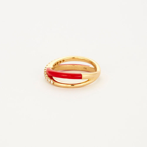 Bague 54 Bague or jaune céramique rouge 58 Facettes 3131758