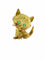Broche Broche italienne rétro en forme de chat en or rose, blanc et jaune avec émeraudes 58 Facettes