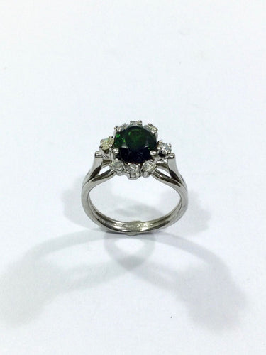 Bague 52 Bague Diamants & pierre verte synthétique 58 Facettes