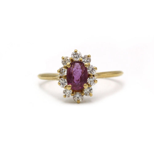 Bague 56 Bague - Or, saphir rose et diamants 58 Facettes 250188R