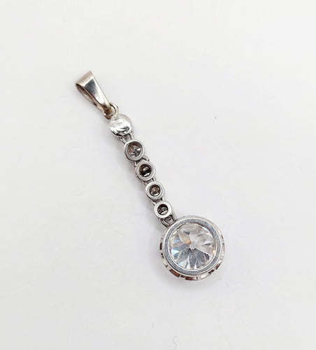 Pendentif or blanc , platine et diamant taille ancienne 1,30 carat (circa 1900)
