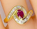 Bague Bague or jaune, rubis et 38 diamants baguettes 58 Facettes AB419
