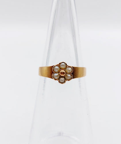 Bague 46 Petite bague marguerite antique or rose perles (circa 1900) 58 Facettes A06298