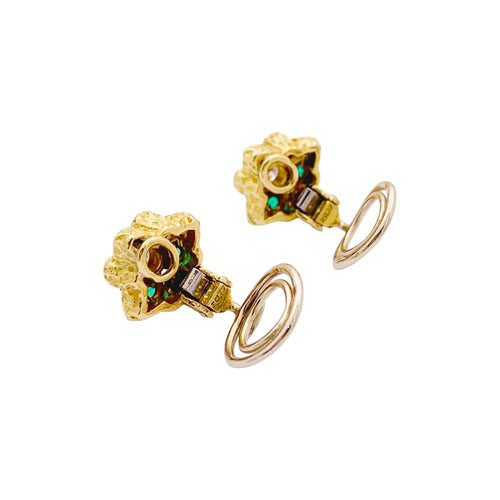 Boucles d'oreilles Boucles d'oreilles Chaumet, or jaune, diamants, émeraudes. 58 Facettes 34899