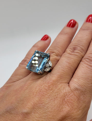 Bague 54 Bague aigue-Marine diamants 58 Facettes