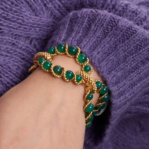 Boucles d'oreilles BOUCHERON - Demie-parure Or Jaune et Chrysoprases 58 Facettes