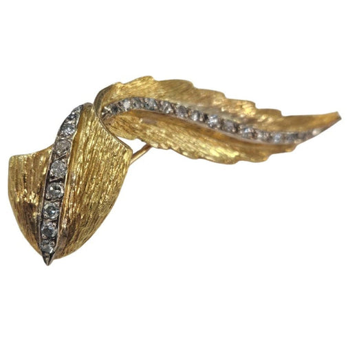 Broche Broche plume Masriera, années 1950, or jaune et blanc, diamants 58 Facettes E26