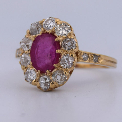 Bague 52 Bague victorienne en or jaune 18 carats avec rubis et diamants 58 Facettes AN558