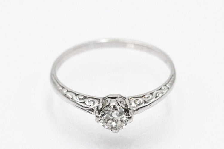 Bague 51 Bague en or blanc avec diamant taille ancienne de 0,25 ct. 58 Facettes 11219