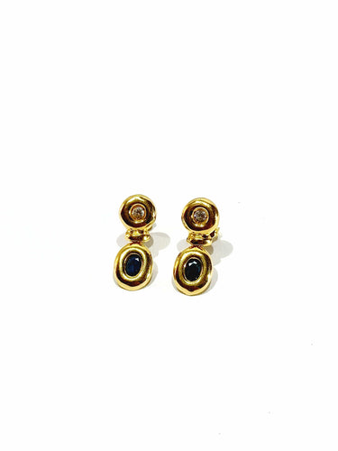 Boucles d'oreilles Paire de boucle d’oreille or, saphirs, zircons 58 Facettes