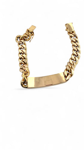 Bracelet Gourmette identité en or jaune 18 carats 58 Facettes