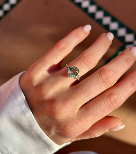 Bague 53 Bague or jaune saphir vert clair 58 Facettes