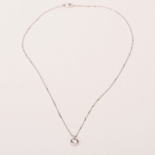 Collier Collier solitaire diamant en or blanc 58 Facettes