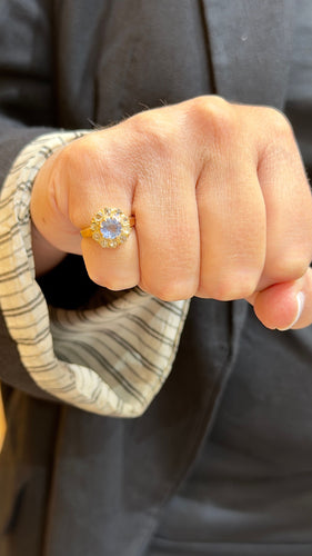 Bague 48 Bague ancienne en or rose , diamants et Aigue Marine 58 Facettes