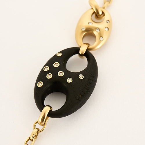 Collier VALENTE MILANO - Collier négligée en or jaune, ébène, rubis, diamants et os. 58 Facettes SMA0232