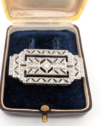 Broche Broche Art Déco en or blanc avec diamants 58 Facettes