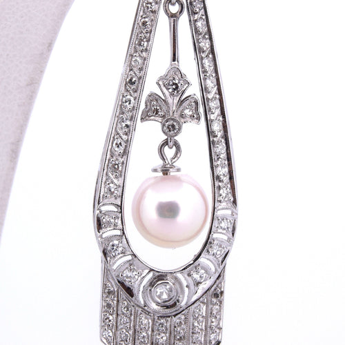 Boucles d'oreilles Boucles d'oreilles Art Déco en or blanc, perles et diamants 58 Facettes