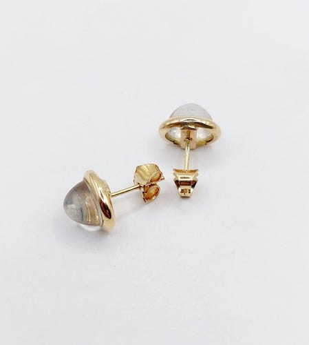 Boucles d'oreilles Puces d'oreilles vintage or jaune cabochons pierres de lunes 58 Facettes A05689