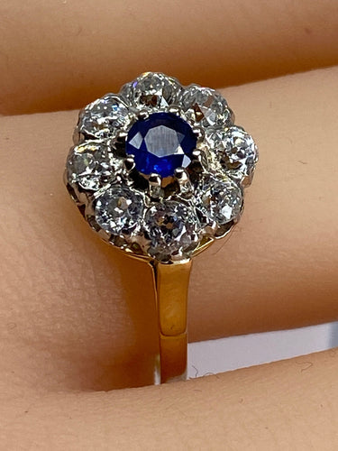 Bague Bague marguerite en or blanc en saphir et diamants 58 Facettes AB476