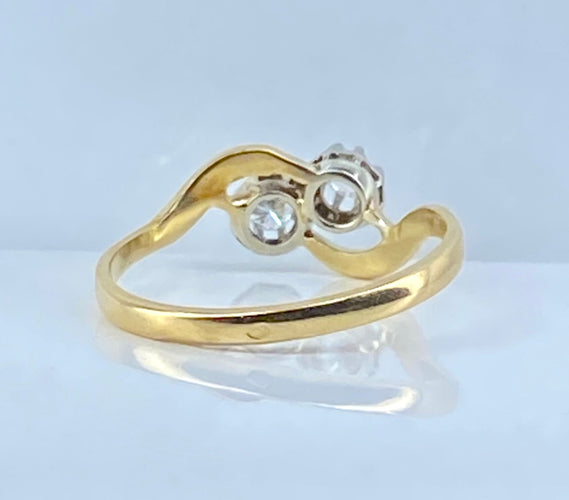 Bague toi et moi or jaune et blanc diamants