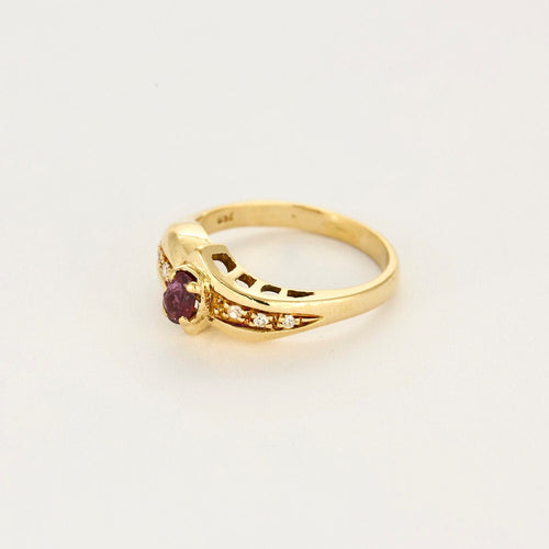 Bague 55 Bague or jaune rubis diamants 58 Facettes LP1242/10