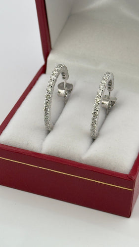 Boucles d'oreilles Boucles d’oreilles créole or blanc et diamants 58 Facettes