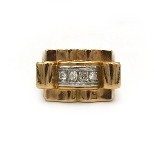 Bague 49 Bague Tank - Or jaune, Platine & Diamants 58 Facettes 250067SP