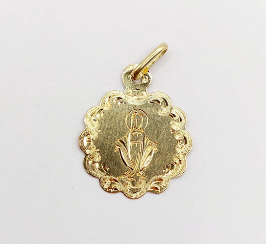Pendentif Petite médaille religieuse antique or jaune Vierge Marie (circa 1900) 58 Facettes A05912