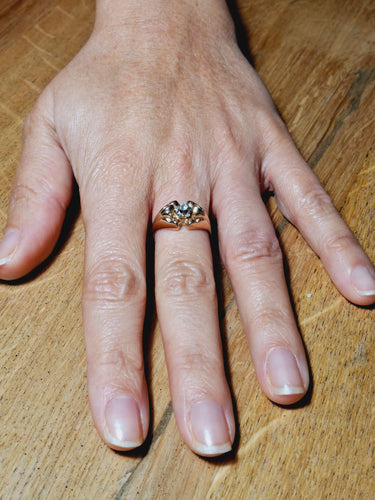 Bague 59 Bague solitaire en or rose 18 carats et diamant taille brillant 58 Facettes