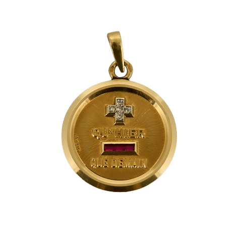 Pendentif Augis - Médaille d'Amour - Pendentif en Or jaune, rubis et diamants 58 Facettes B250683