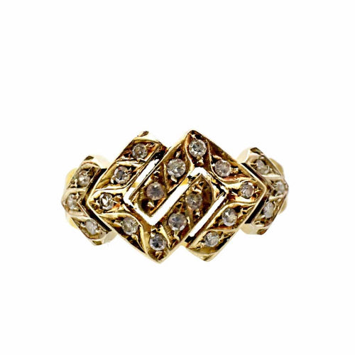 Bague 54 Bague géométrique en or jaune avec diamants 58 Facettes 50388