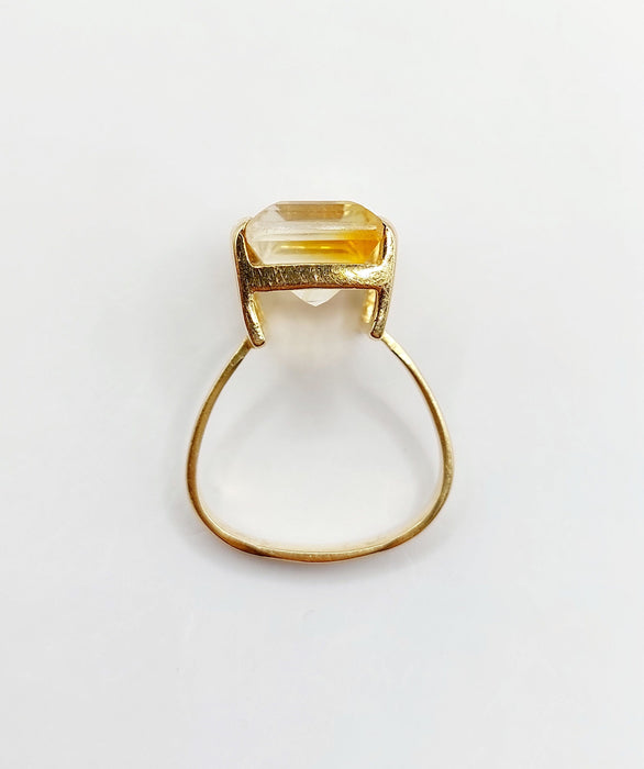 Bague cocktail or rose 18k ornée d'une citrine de 6.65 carats art deco