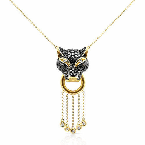 Collier Collier panthère or jaune, saphirs & diamants 58 Facettes