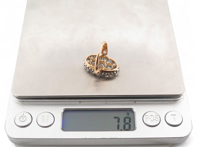 Bague 48 bague marquise navette 17 diamants 3.4ct t48 or rose 18k & platine 7.8 gr 58 Facettes 270710